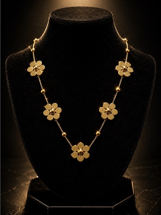 Anthropologie Jewelry - Gold Plated Floral Station Necklace